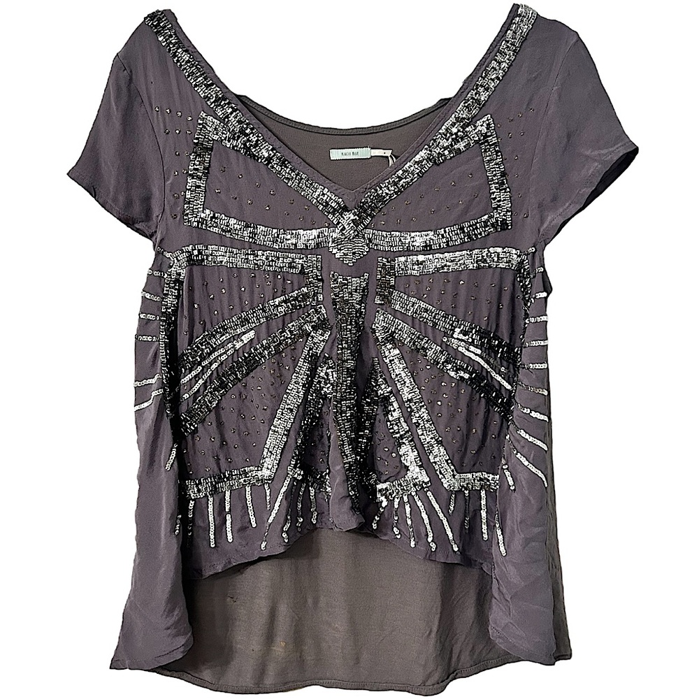 Kimchi Blue Grey Sequined Design Shirt Women’s Size Medium